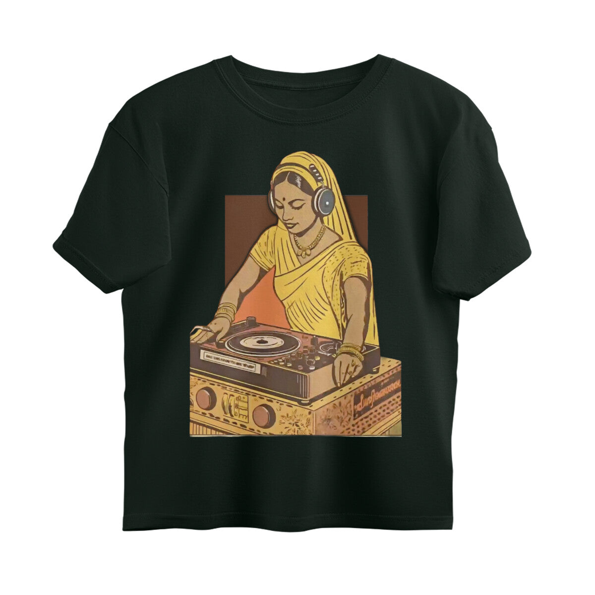 Front View - Desi Beats — Oversized Tee Bottle Green