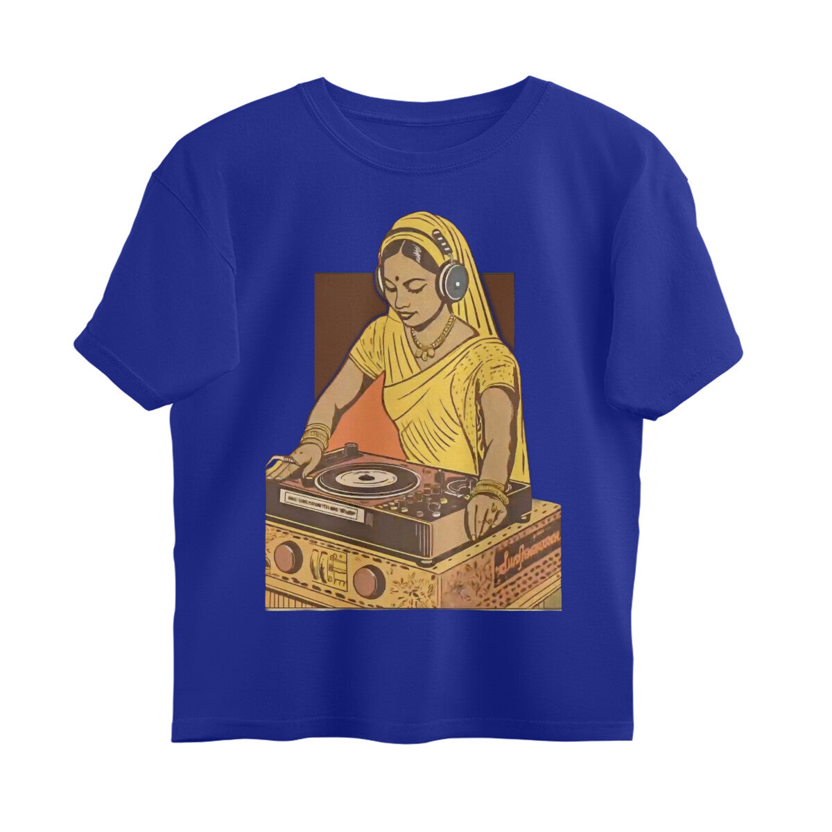 Front View - Desi Beats — Oversized Tee Royal Blue