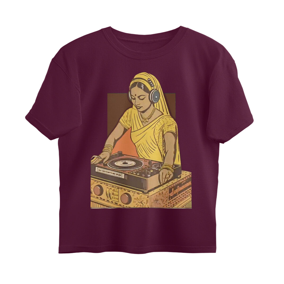 Front View - Desi Beats — Oversized Tee Burgundy
