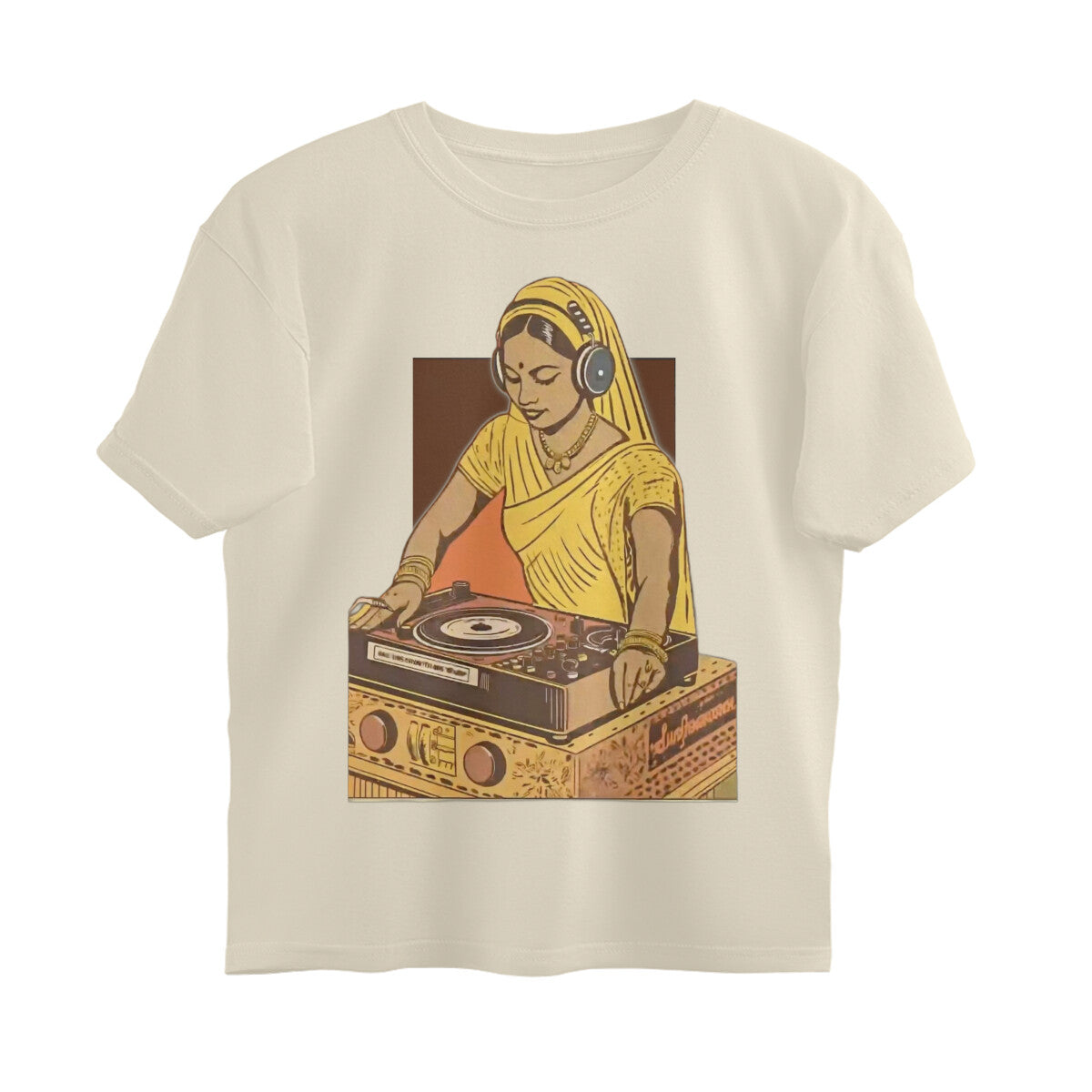 Front View - Desi Beats — Oversized Tee Off White