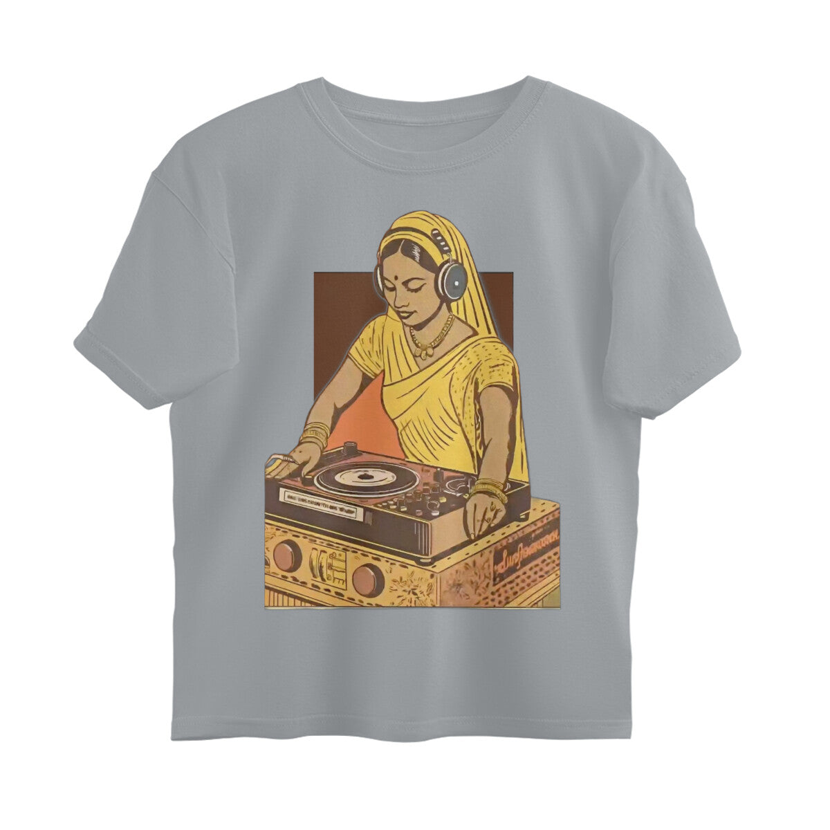 Front View - Desi Beats — Oversized Tee Silver Frost
