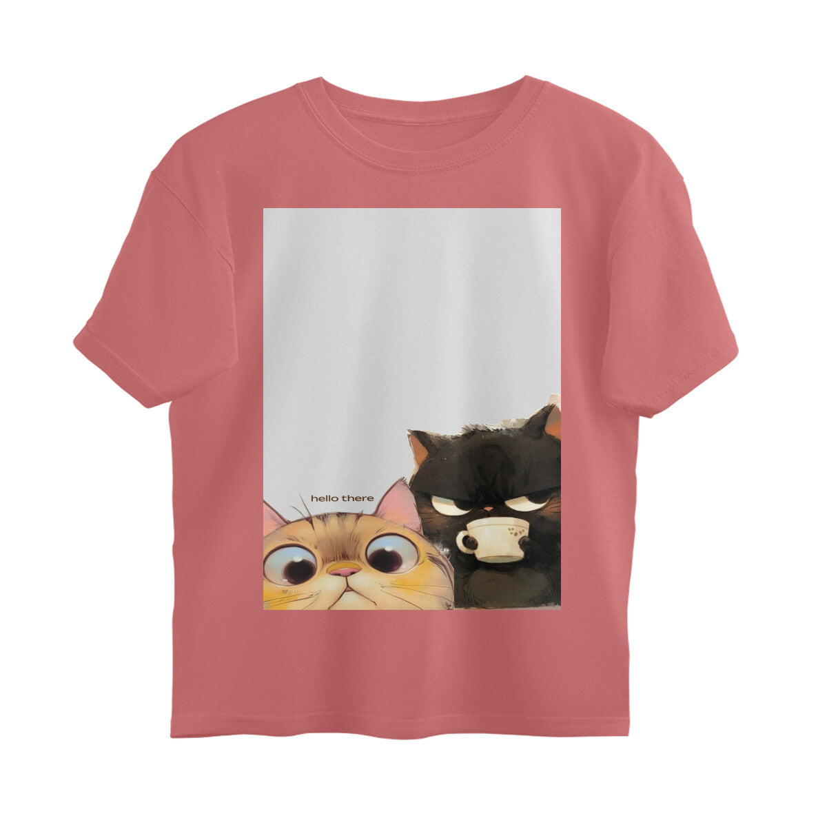Front View - Feline Friends — Oversized Tee Dusty Rose