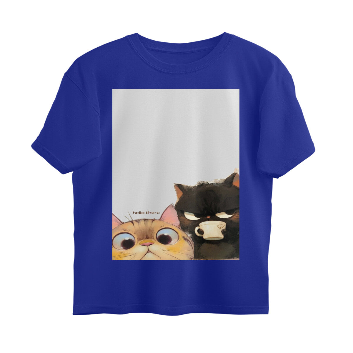Front View - Feline Friends — Oversized Tee Royal Blue