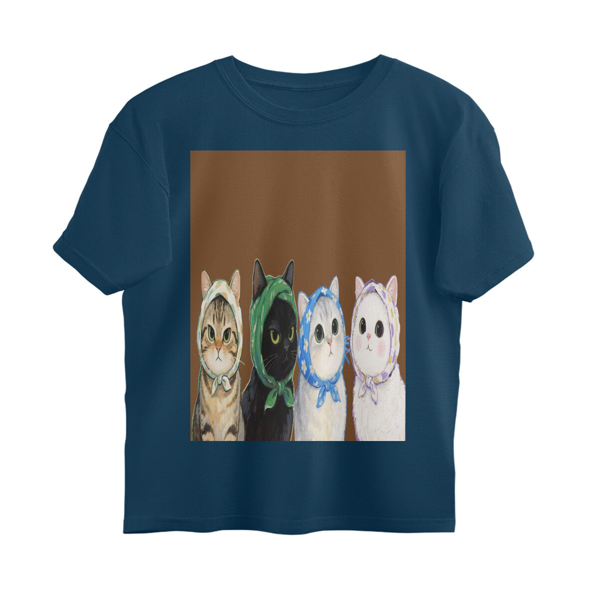 Front View - Whisker Buddies — Oversized Tee Navy Blue