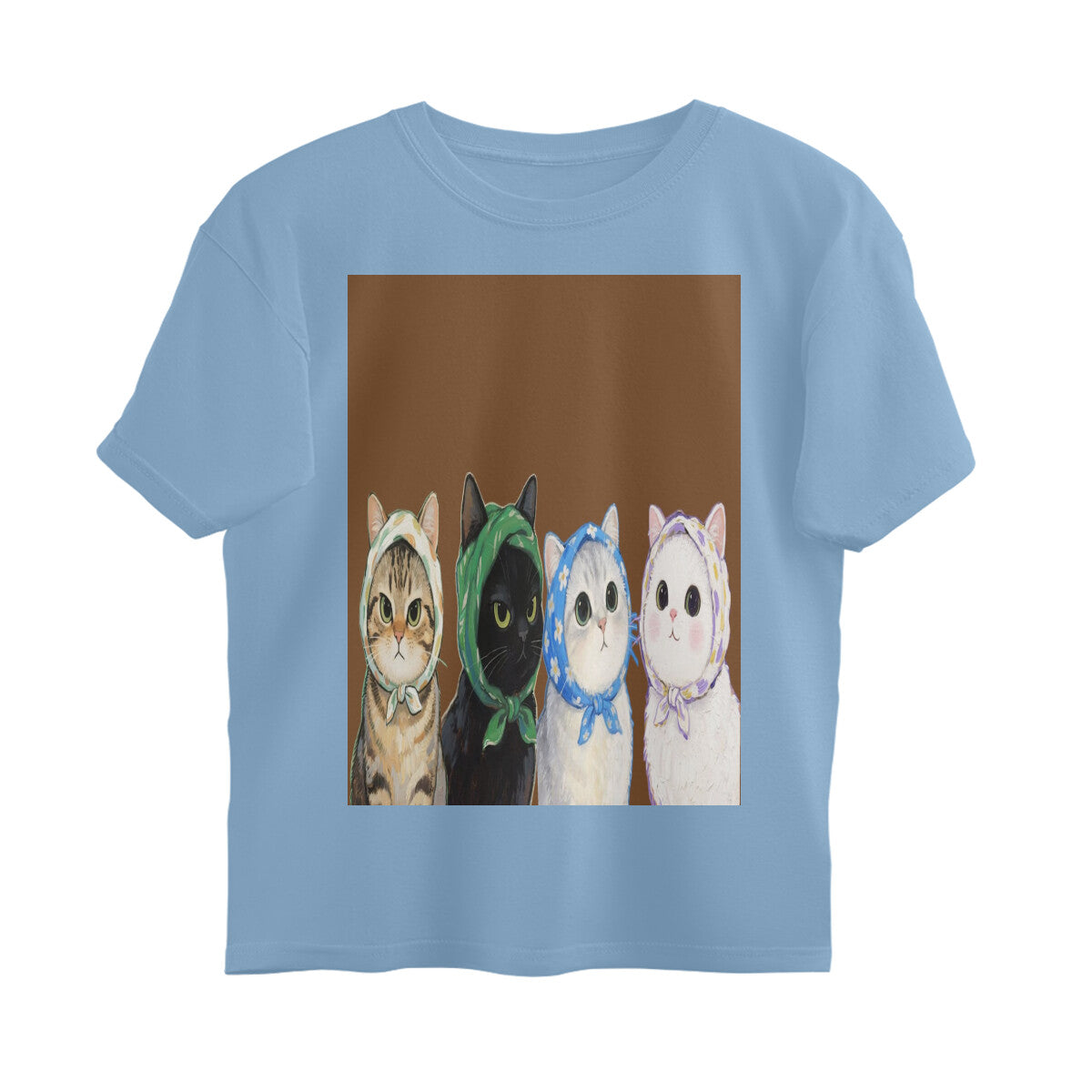 Front View - Whisker Buddies — Oversized Tee Baby Blue