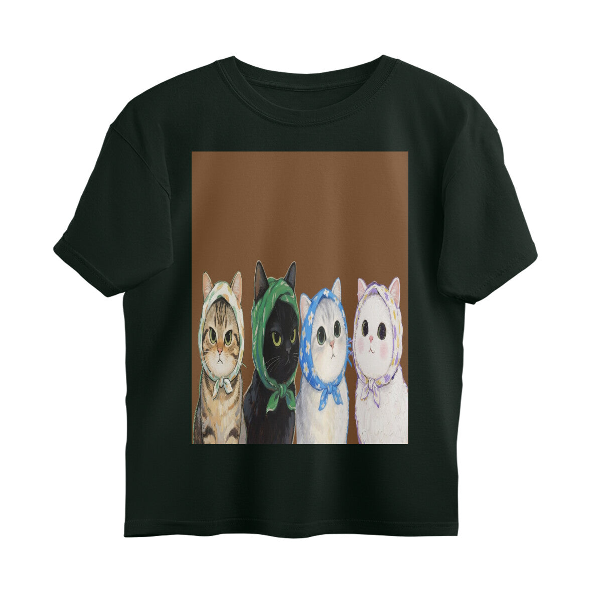 Front View - Whisker Buddies — Oversized Tee Bottle Green