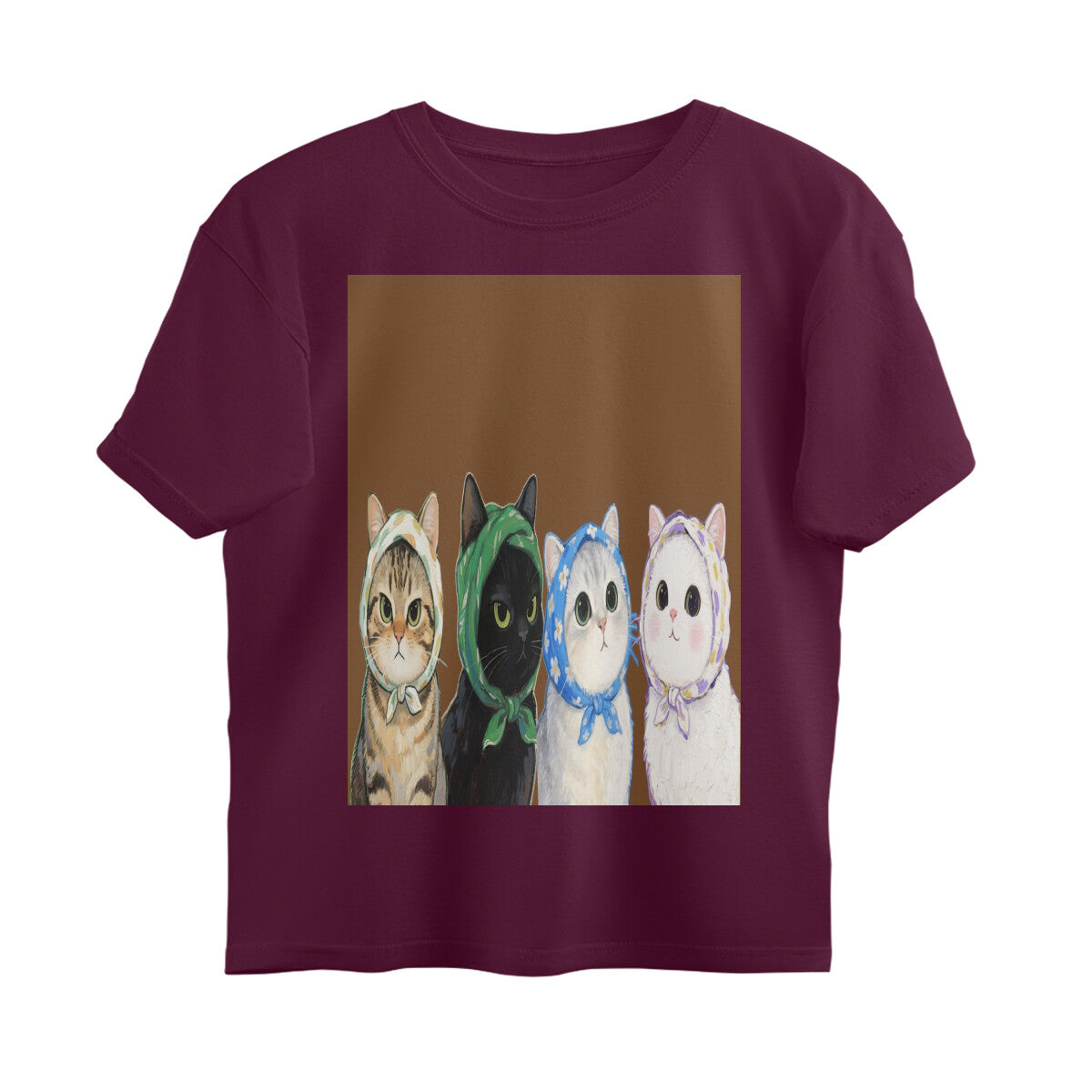 Front View - Whisker Buddies — Oversized Tee Burgundy
