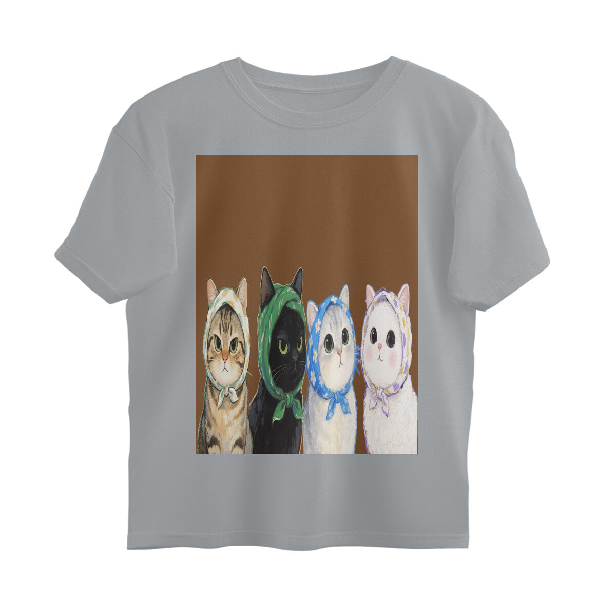 Front View - Whisker Buddies — Oversized Tee Silver Frost