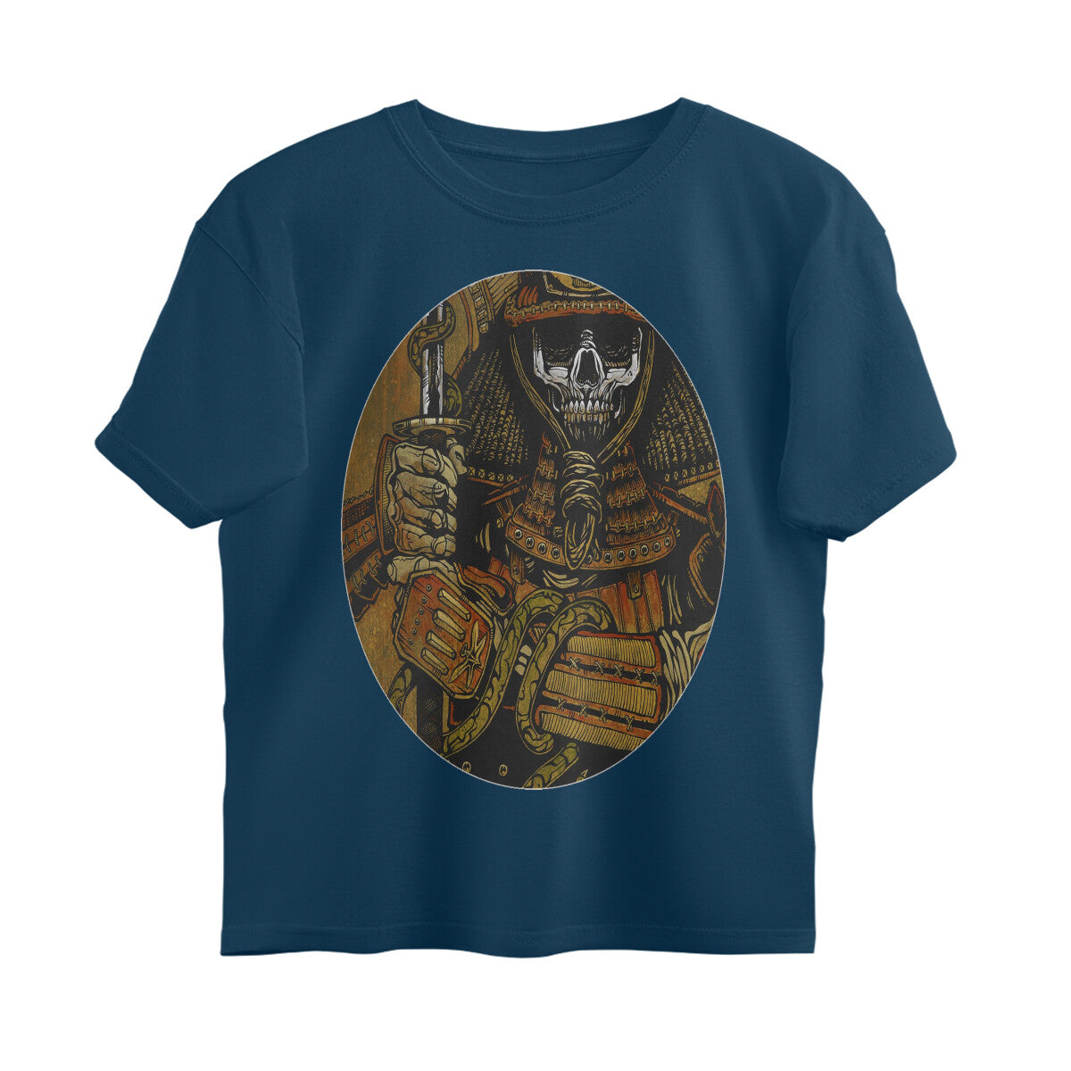 Front View - Rebel Warrior — Oversized Tee Navy Blue