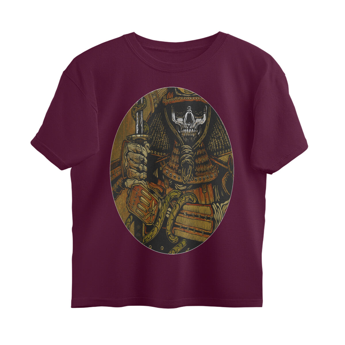 Front View - Rebel Warrior — Oversized Tee Burgundy