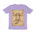 Front View - Feline Vitruvian — Regular Fit Tee Iris Lavender