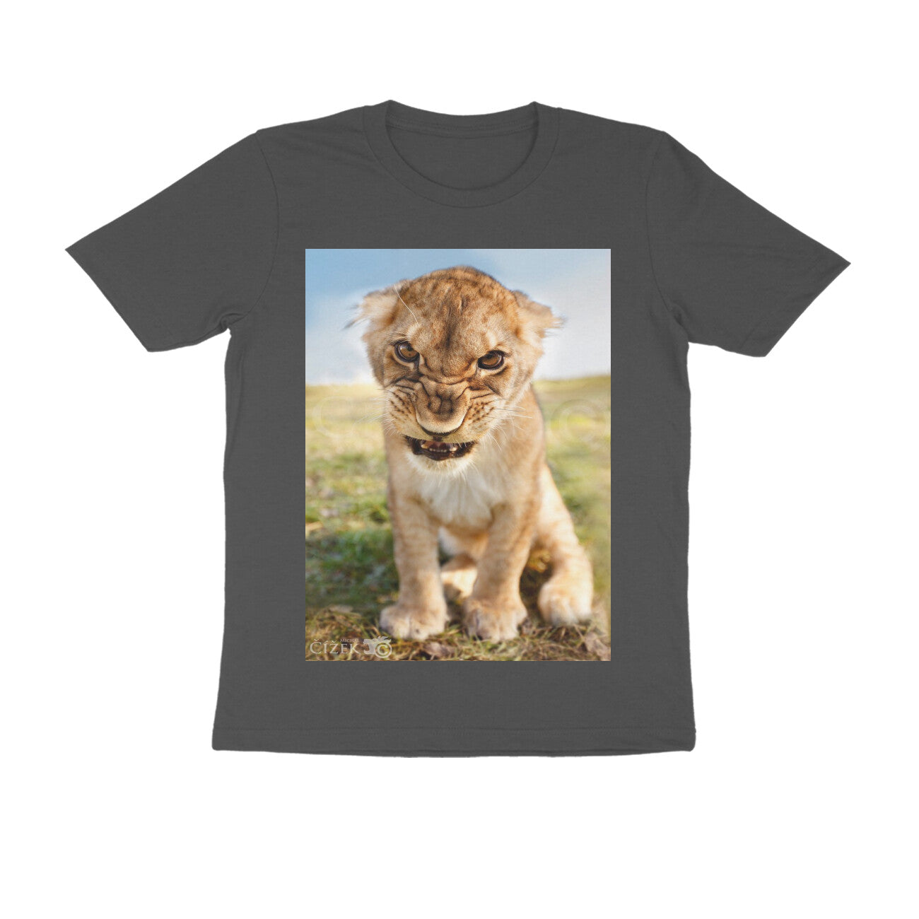 Front View - Untamed Roar — Regular Fit Tee Charcoal Grey