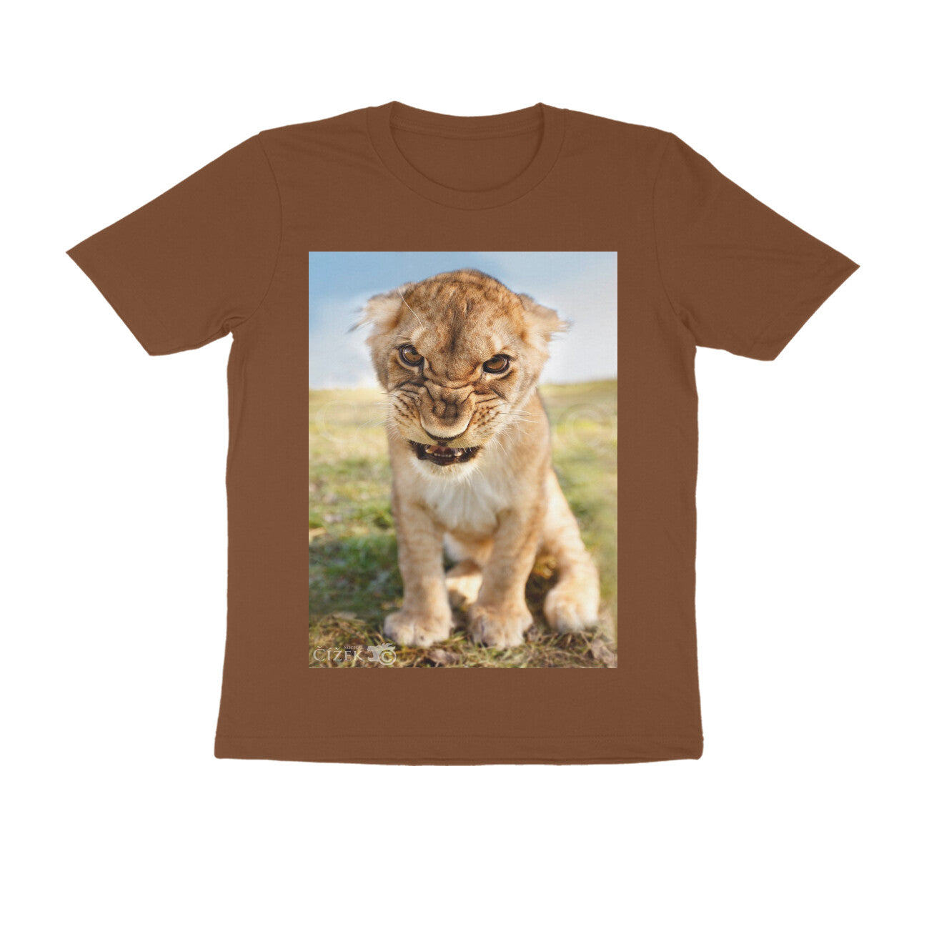 Front View - Untamed Roar — Regular Fit Tee Coffee Brown