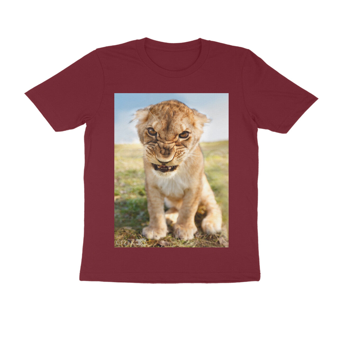 Front View - Untamed Roar — Regular Fit Tee Maroon