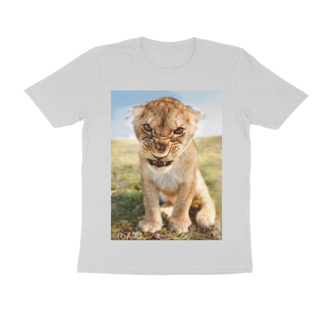Front View - Untamed Roar — Regular Fit Tee Melange Grey