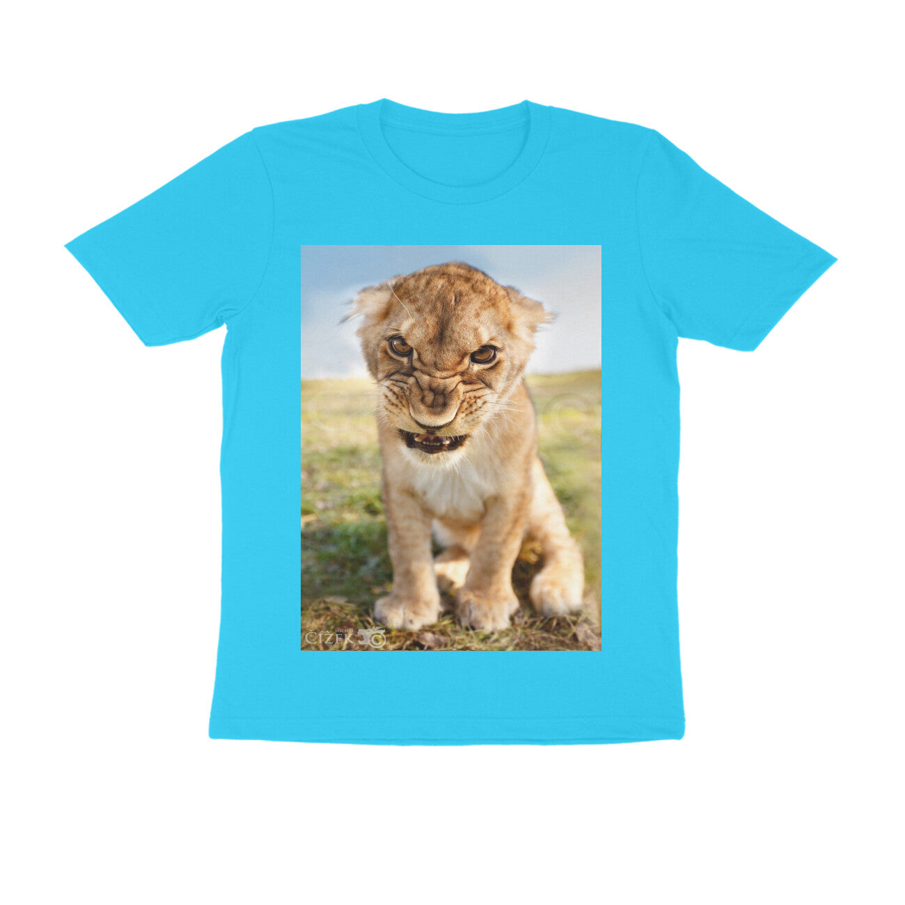 Front View - Untamed Roar — Regular Fit Tee Sky Blue