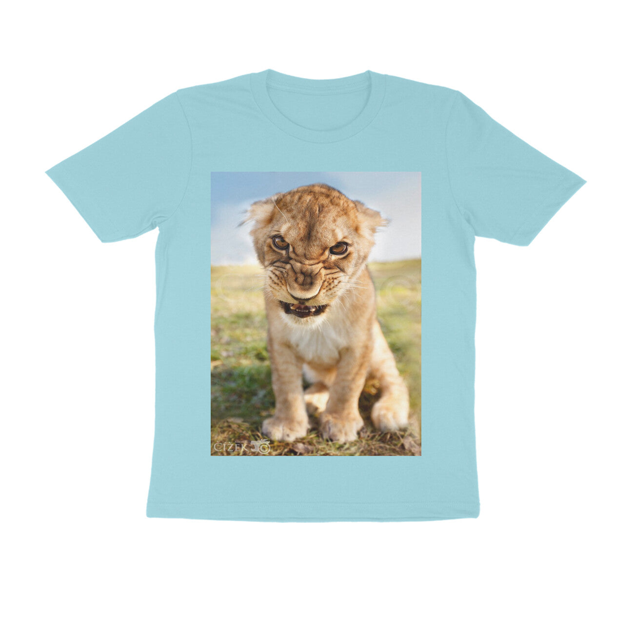 Front View - Untamed Roar — Regular Fit Tee Surf Blue