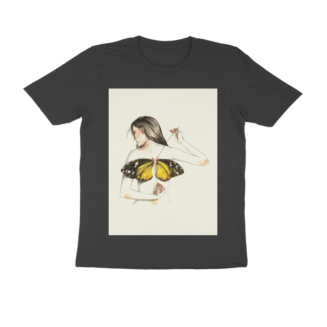 Front View - Metamorphosis Stitch — Regular Fit Tee Black