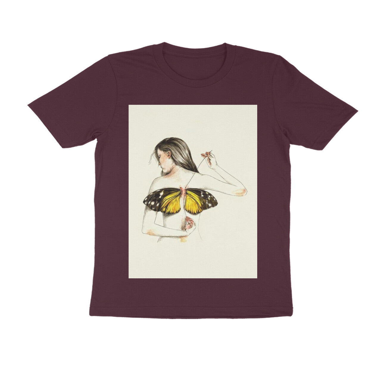 Front View - Metamorphosis Stitch — Regular Fit Tee Burgundy