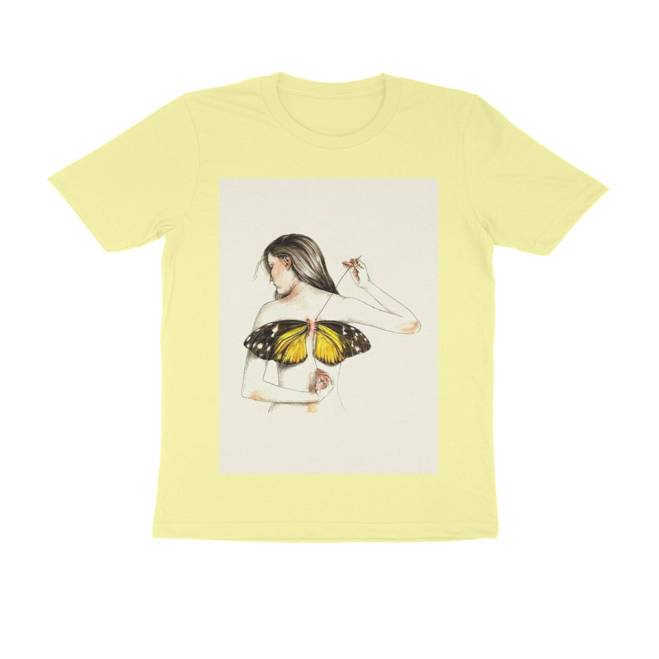 Front View - Metamorphosis Stitch — Regular Fit Tee Butter Yellow