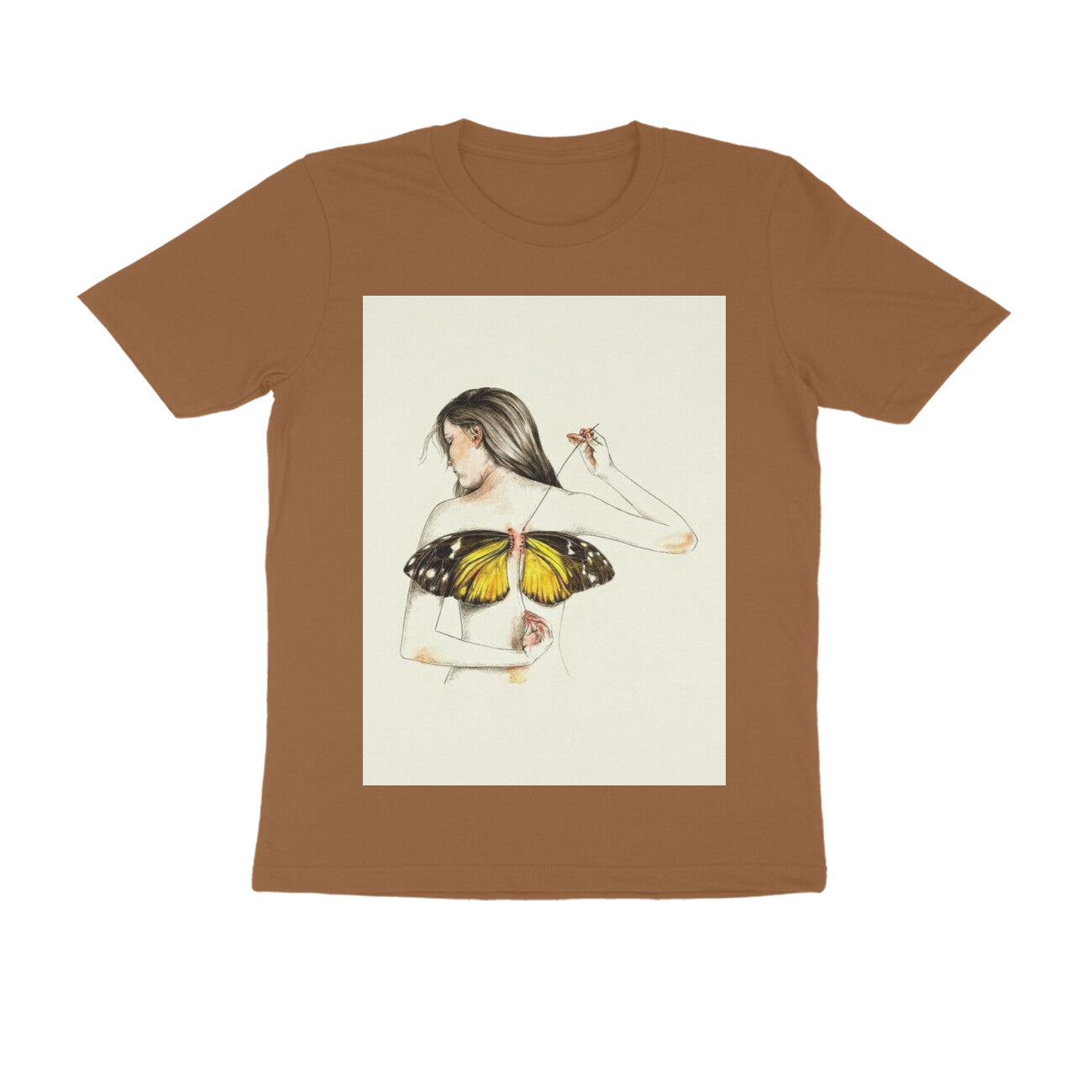 Front View - Metamorphosis Stitch — Regular Fit Tee Chocolate Brown
