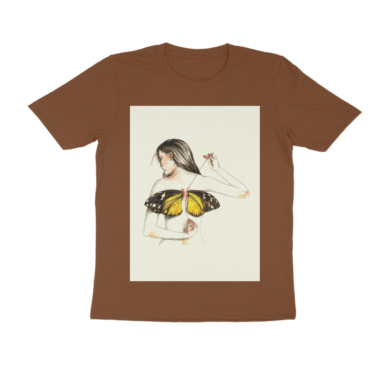 Front View - Metamorphosis Stitch — Regular Fit Tee Coffee Brown