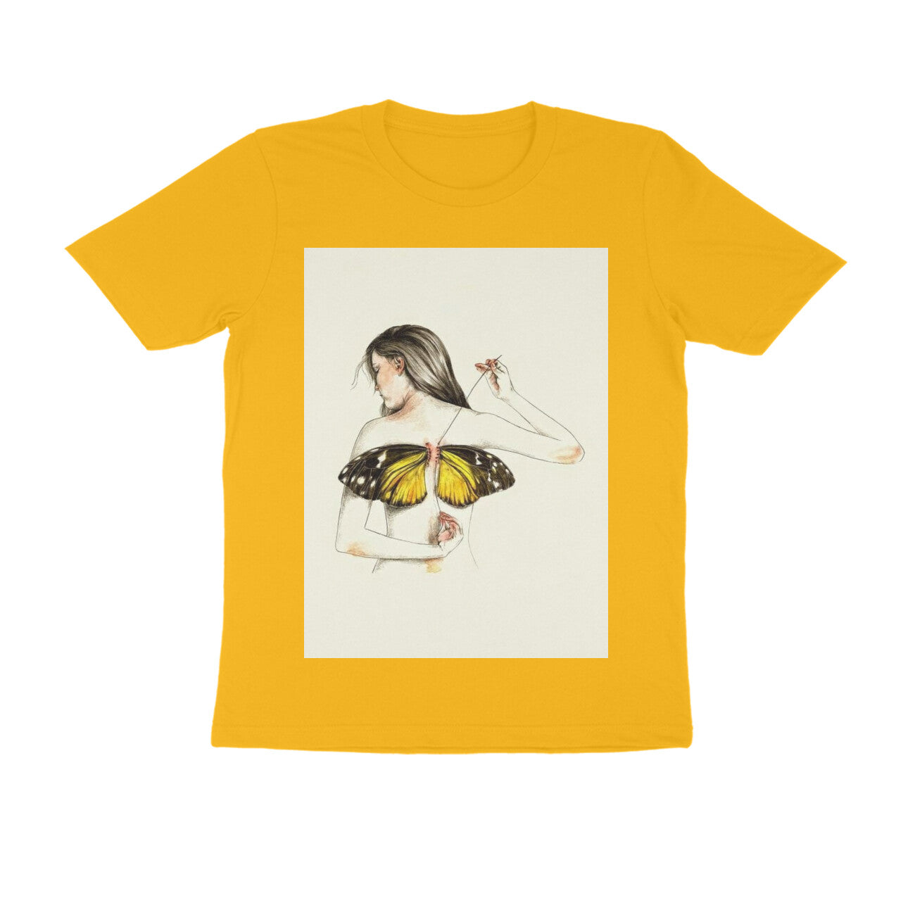 Front View - Metamorphosis Stitch — Regular Fit Tee Golden Yellow