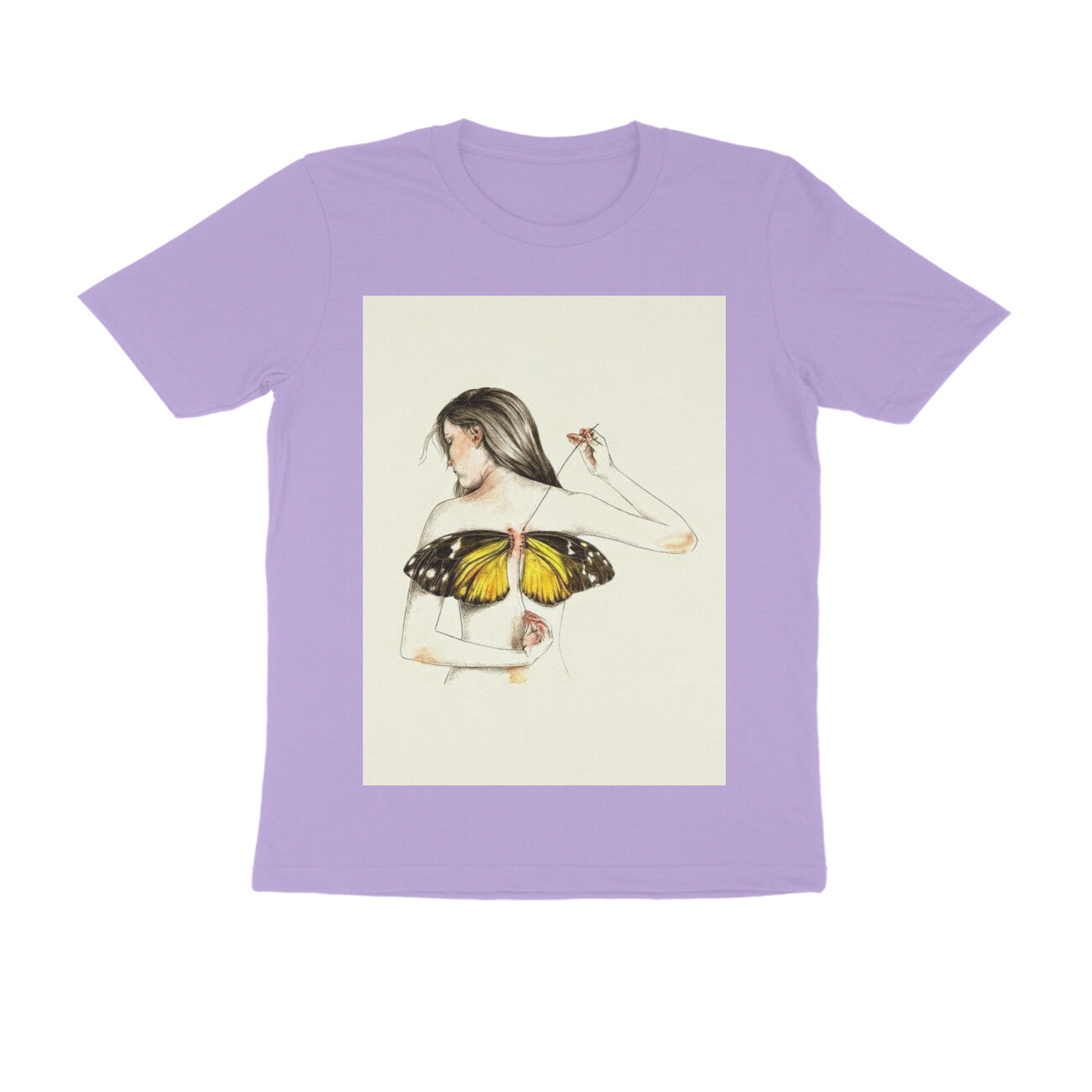 Front View - Metamorphosis Stitch — Regular Fit Tee Iris Lavender