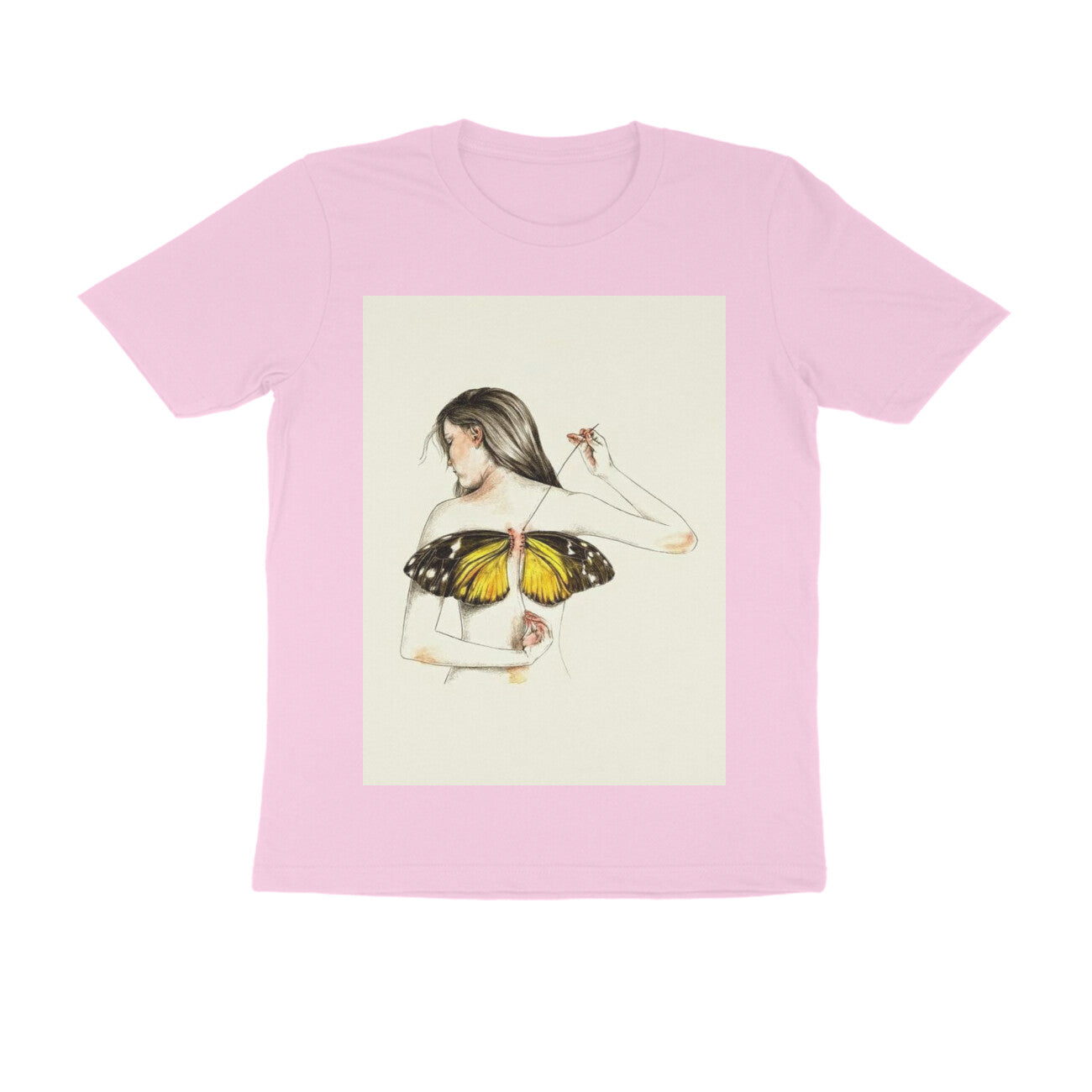 Front View - Metamorphosis Stitch — Regular Fit Tee Light Pink