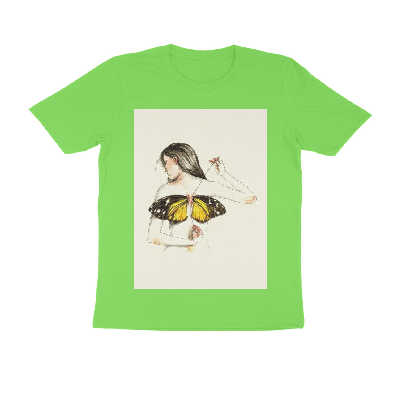 Front View - Metamorphosis Stitch — Regular Fit Tee Liril Green