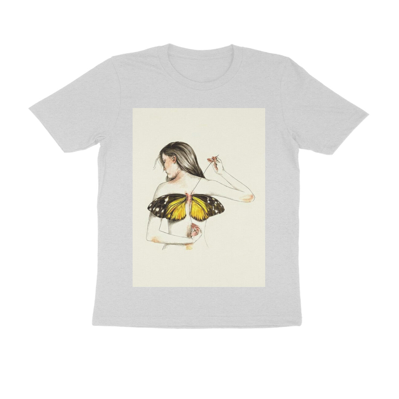 Front View - Metamorphosis Stitch — Regular Fit Tee Melange Grey