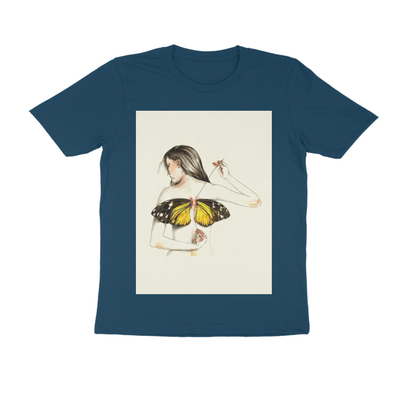 Front View - Metamorphosis Stitch — Regular Fit Tee Navy Blue