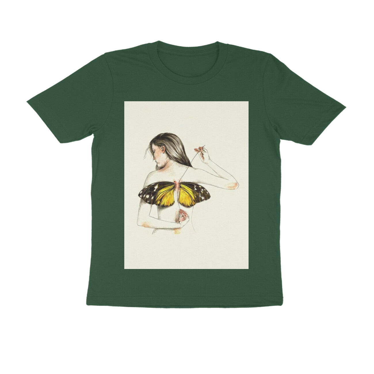 Front View - Metamorphosis Stitch — Regular Fit Tee Olive Green