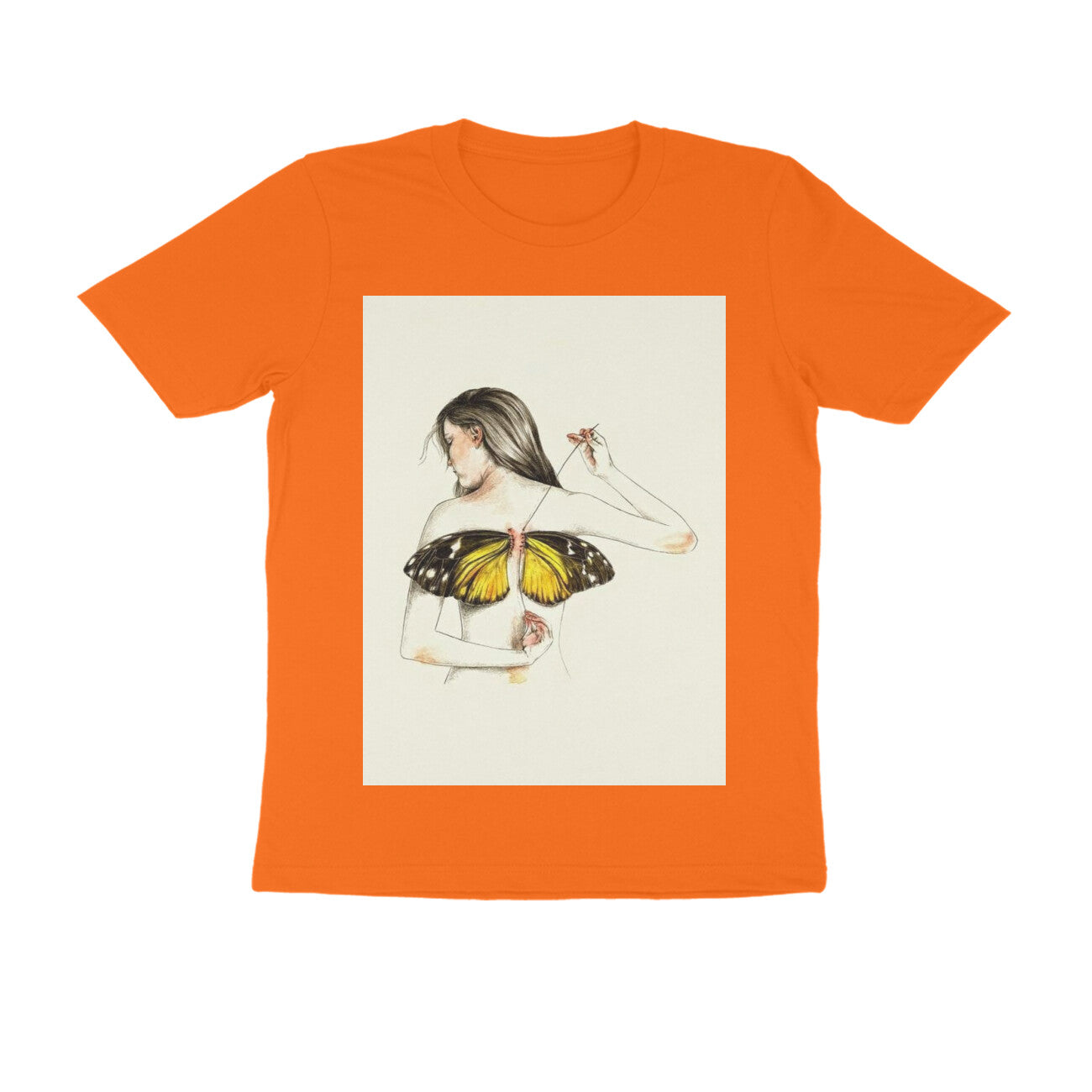 Front View - Metamorphosis Stitch — Regular Fit Tee Orange