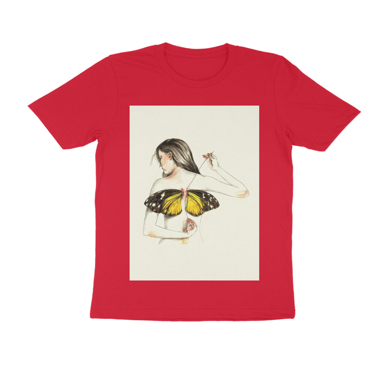 Front View - Metamorphosis Stitch — Regular Fit Tee Red