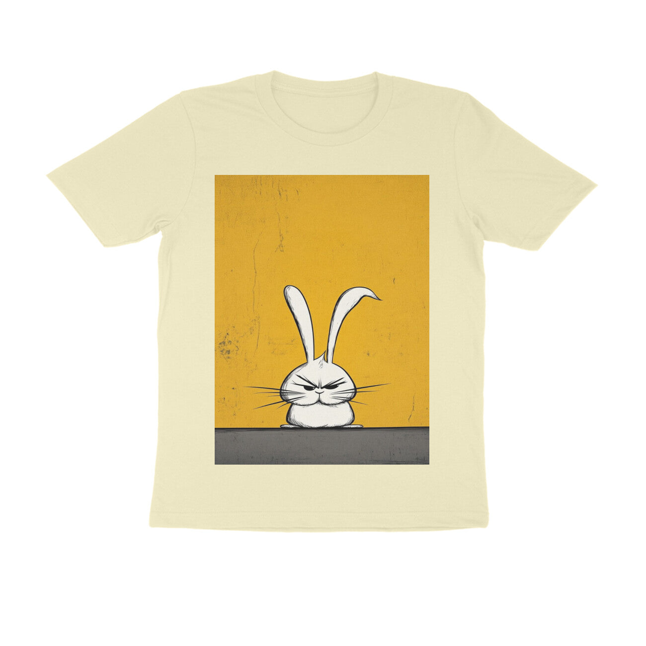 Front View - Grumpy Hare — Regular Fit Tee Almond