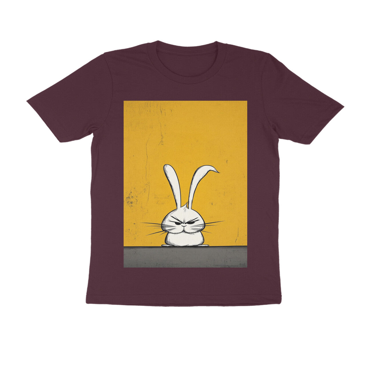 Front View - Grumpy Hare — Regular Fit Tee Burgundy
