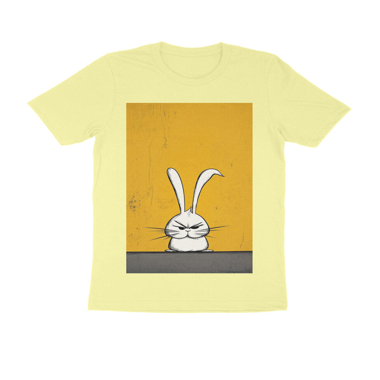 Front View - Grumpy Hare — Regular Fit Tee Butter Yellow