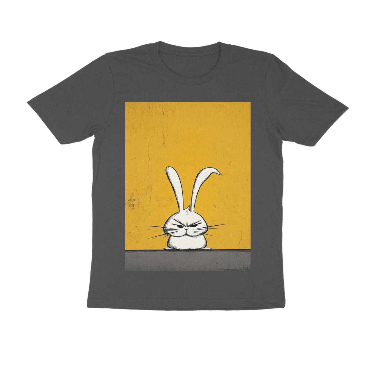 Front View - Grumpy Hare — Regular Fit Tee Charcoal Grey