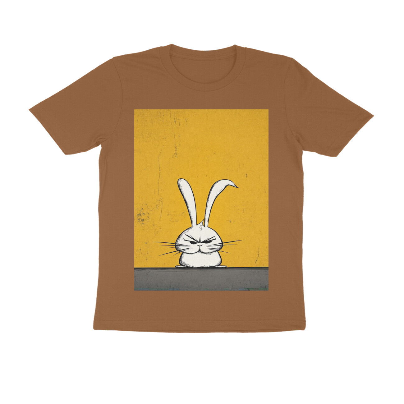 Front View - Grumpy Hare — Regular Fit Tee Chocolate Brown