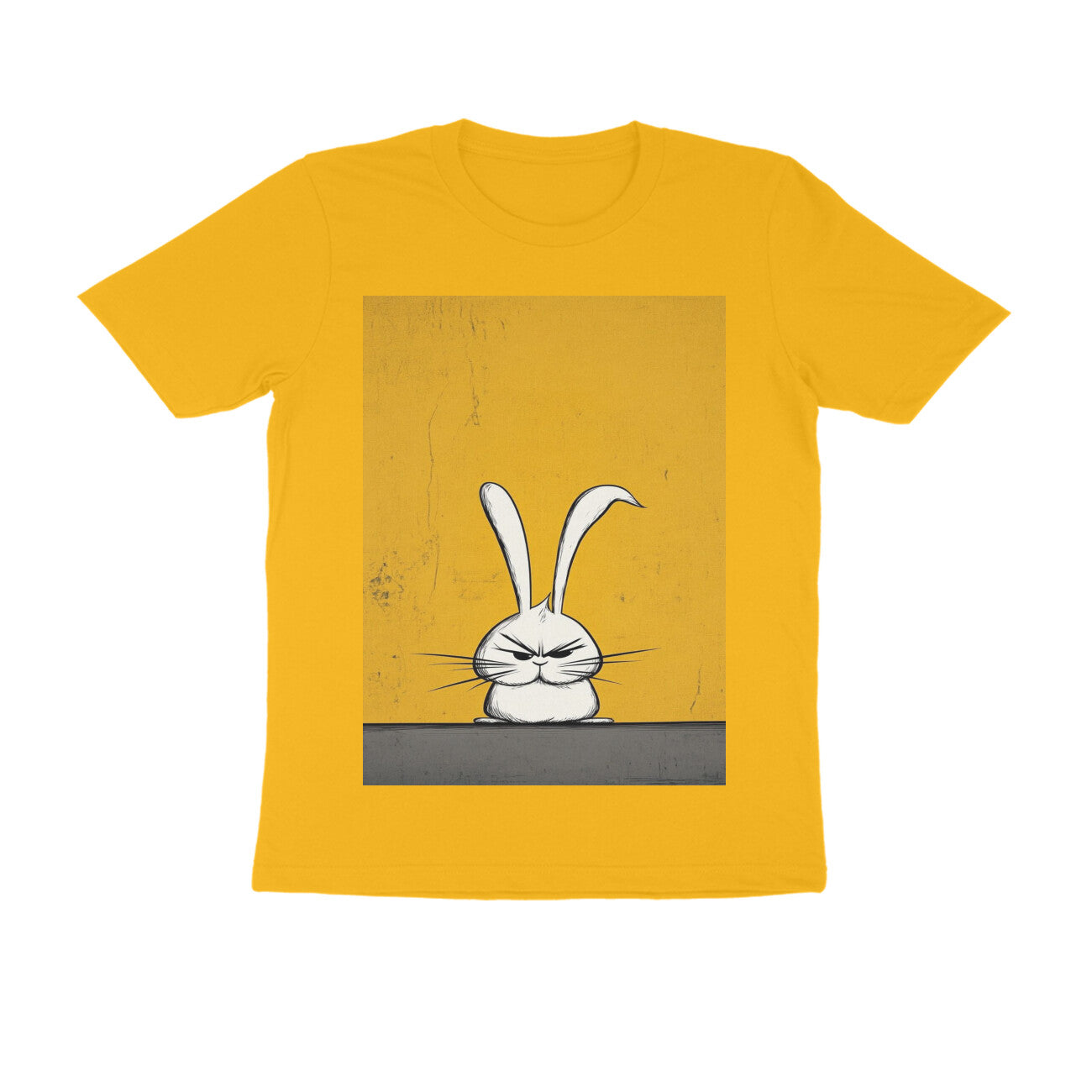 Front View - Grumpy Hare — Regular Fit Tee Golden Yellow
