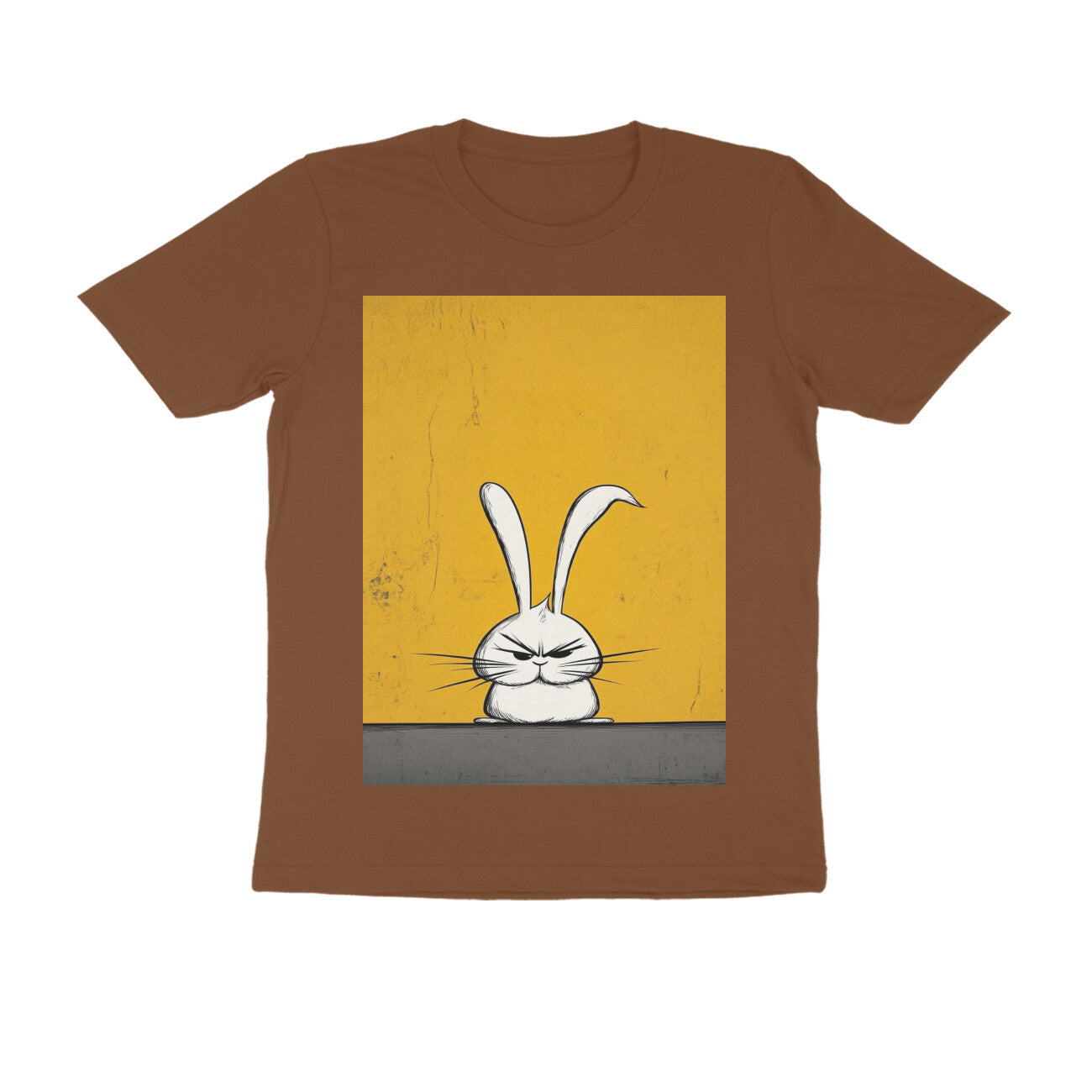 Front View - Grumpy Hare — Regular Fit Tee Coffee Brown