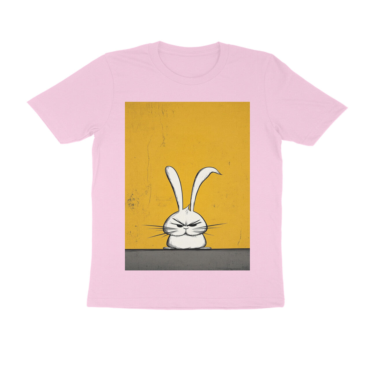 Front View - Grumpy Hare — Regular Fit Tee Light Pink
