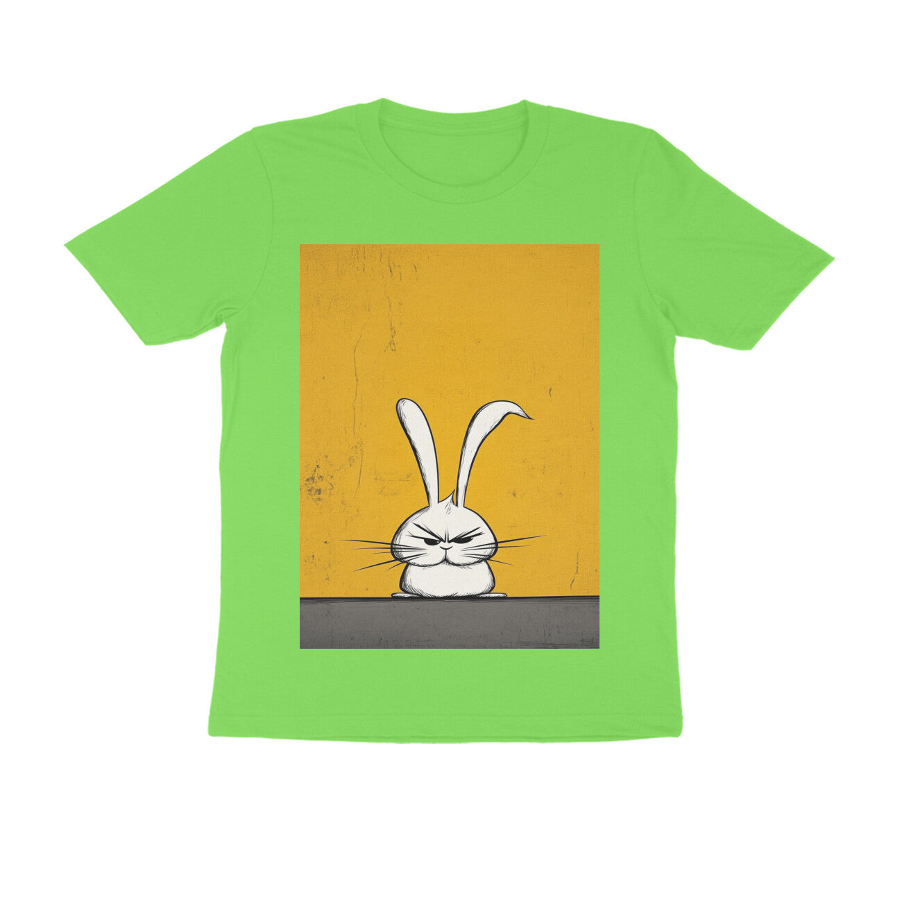 Front View - Grumpy Hare — Regular Fit Tee Liril Green