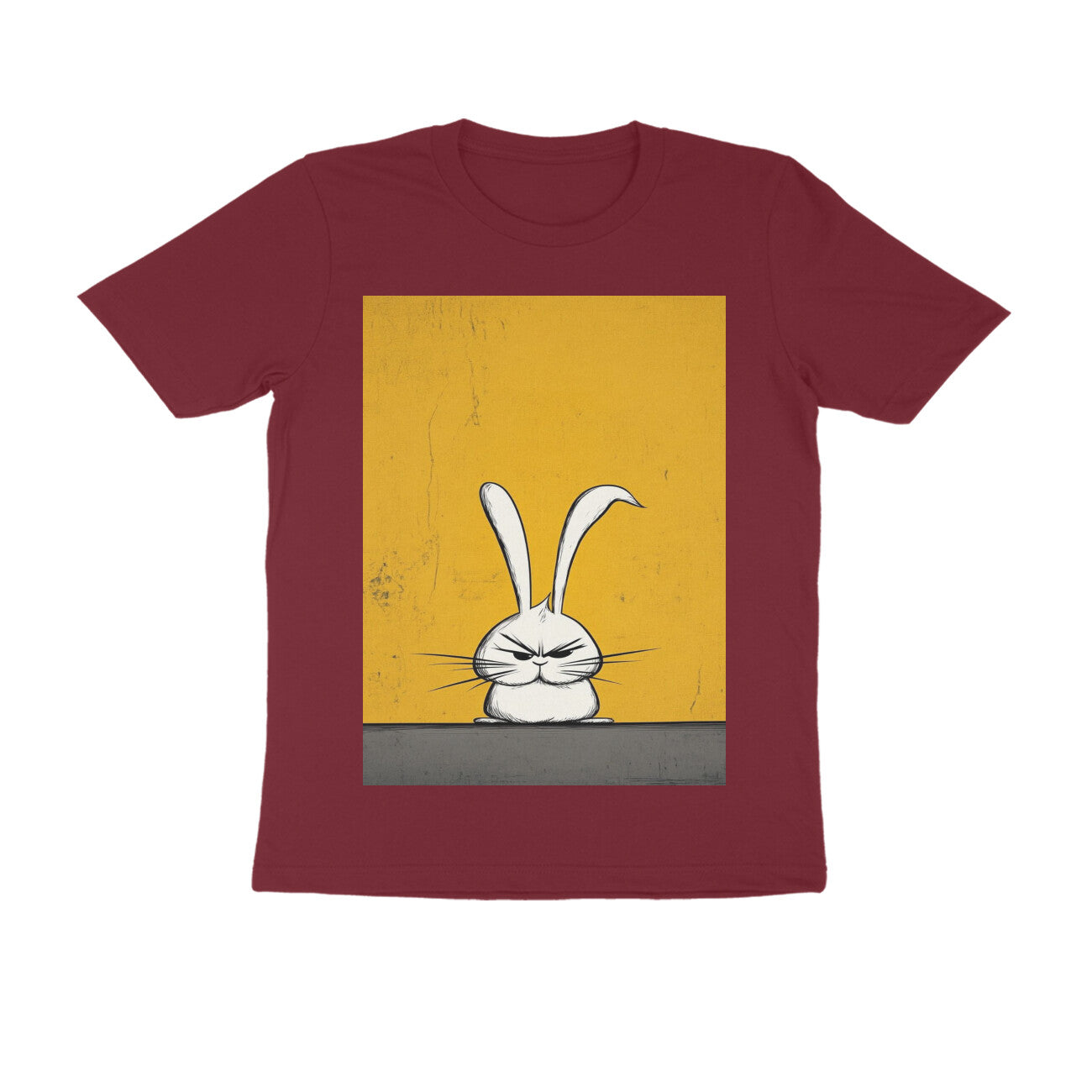 Front View - Grumpy Hare — Regular Fit Tee Maroon
