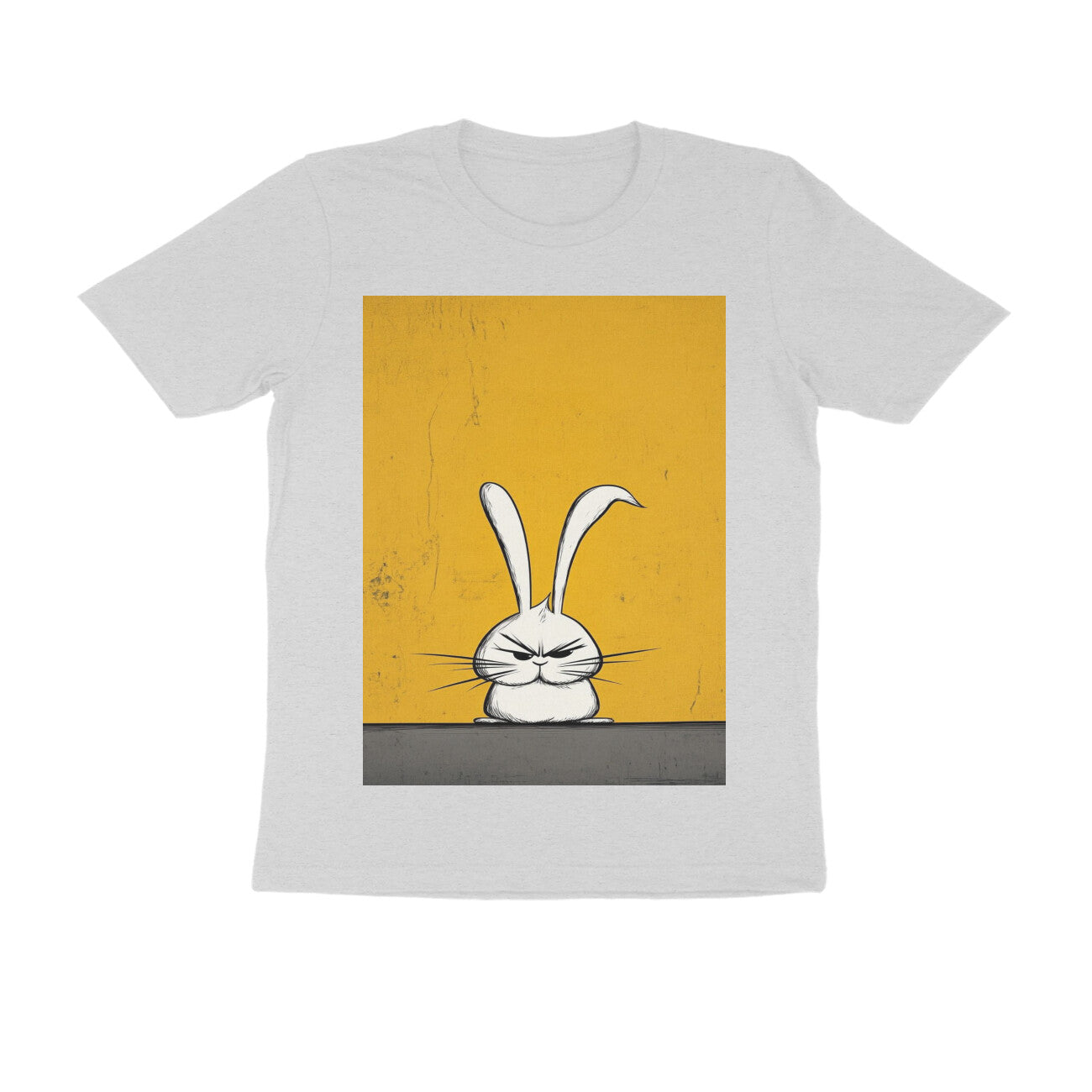Front View - Grumpy Hare — Regular Fit Tee Melange Grey
