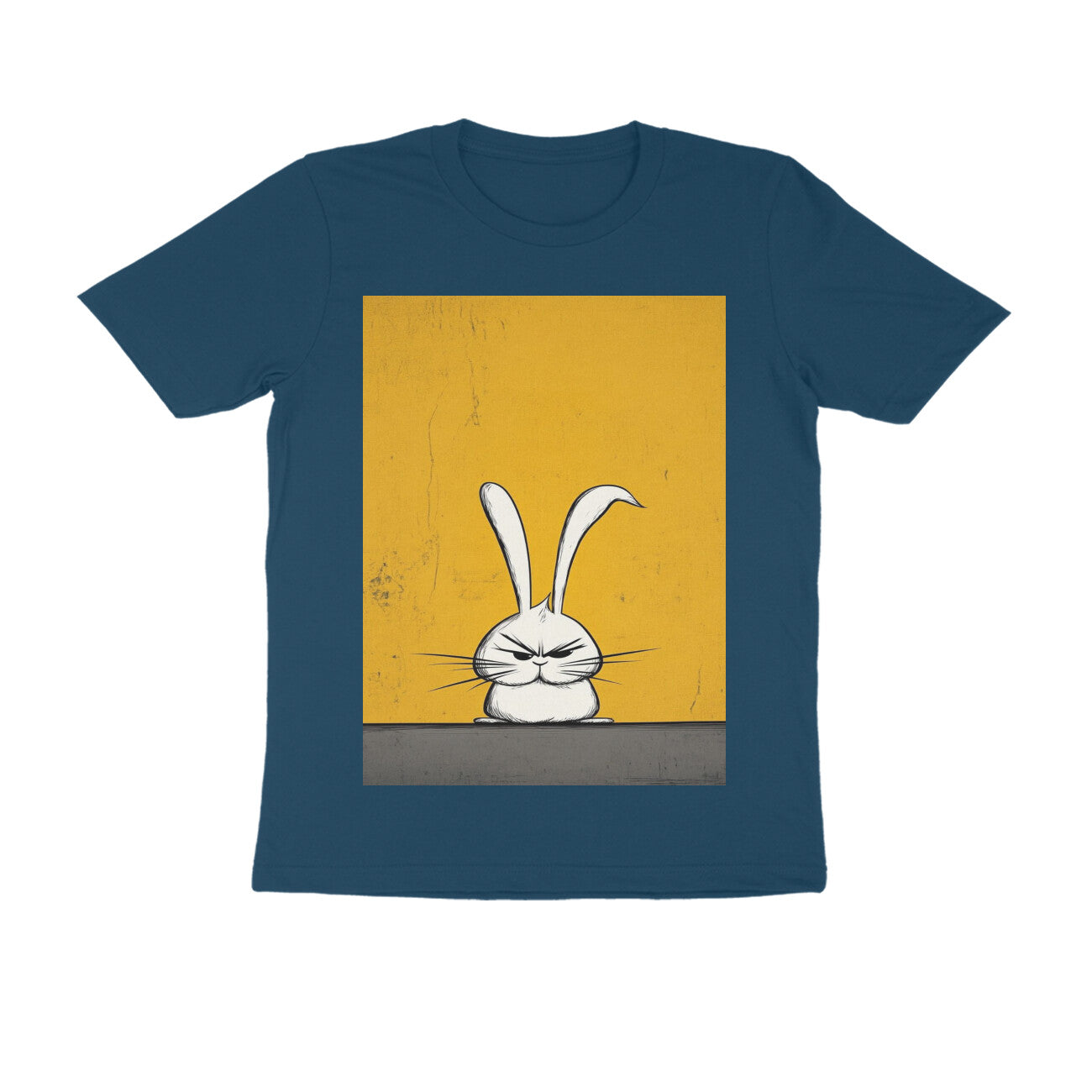 Front View - Grumpy Hare — Regular Fit Tee Navy Blue