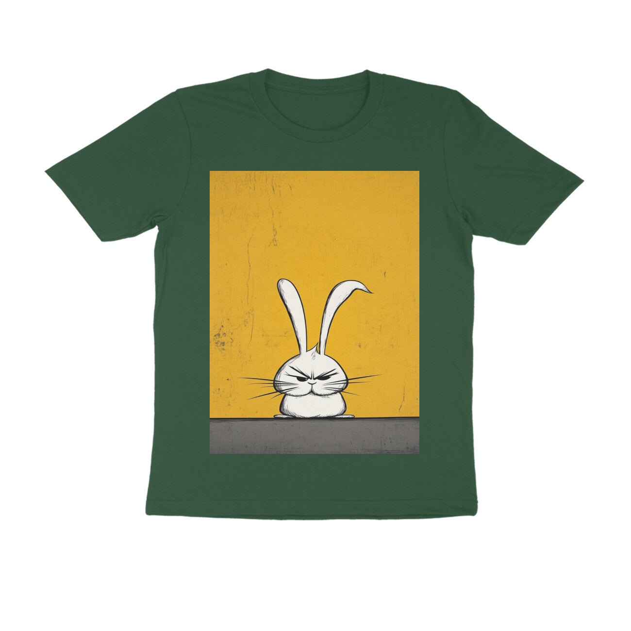 Front View - Grumpy Hare — Regular Fit Tee Olive Green