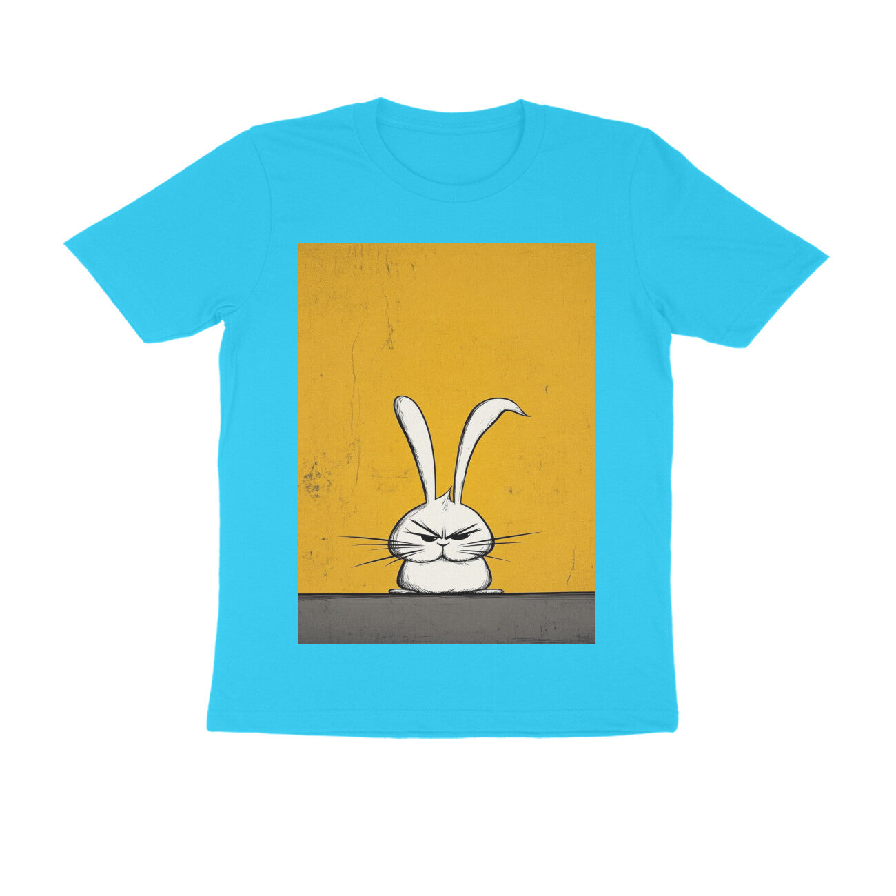 Front View - Grumpy Hare — Regular Fit Tee Sky Blue