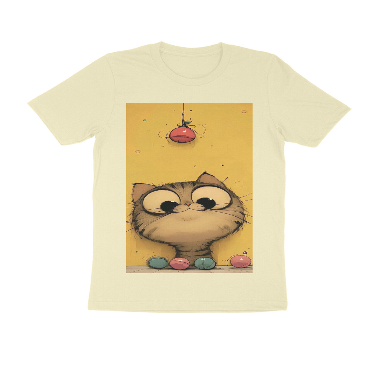 Front View - Whisker Watcher — Regular Fit Tee Almond